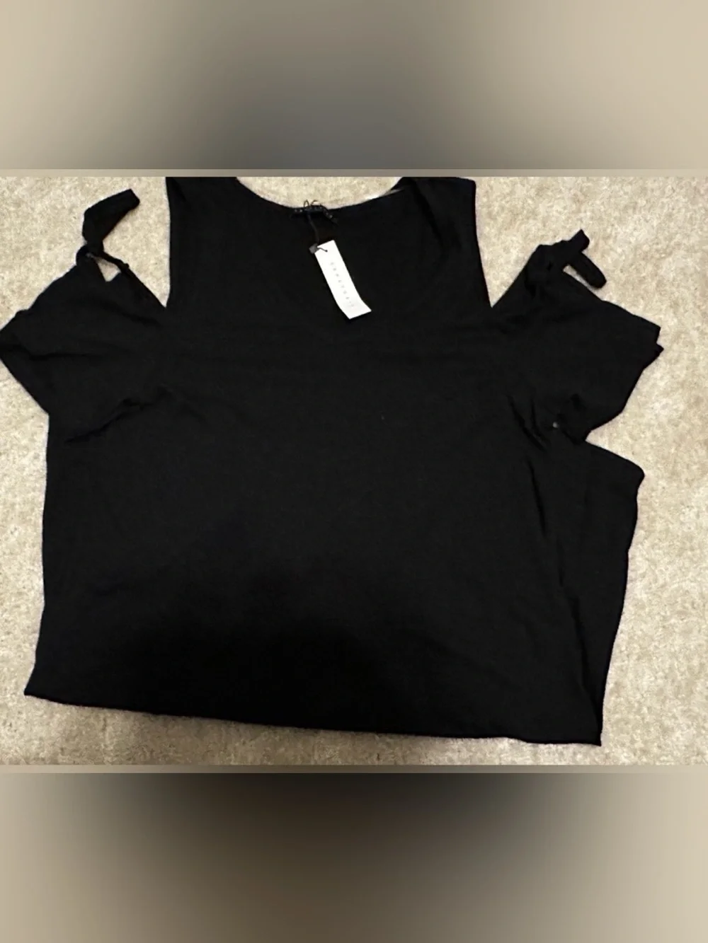 Sanctuary Cold-Shoulder V-Neck Black Dress